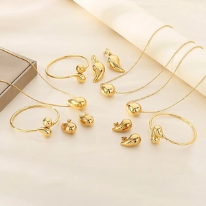 Minimalist Stainless Steel Teardrop Jewelry Necklace Earrings Bracelet For Women Polished Chubby Waterdrop Pendant Jewelry