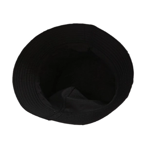 Classic black cotton bucket hat with parallel stitched brim for outdoor sun protection