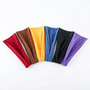 Set of six colorful elastic sports headbands for running and fitness training