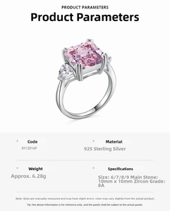 Spécifications du produit pour bague en argent 925 avec zircone rose
