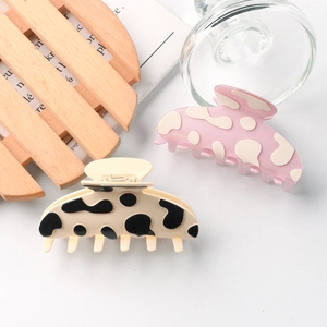 Pince À Cheveux Motif Vache Motif Lait Plastique Antidérapant Pince Requin Pour Femmes Filles Accessoire De Coiffure