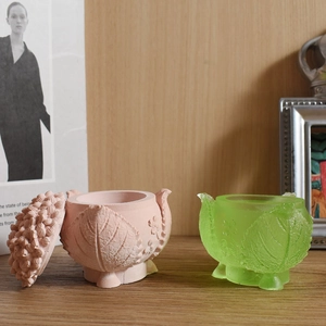 Floral berry leaf candle jar silicone mold set with detailed hydrangea petal lid textures
