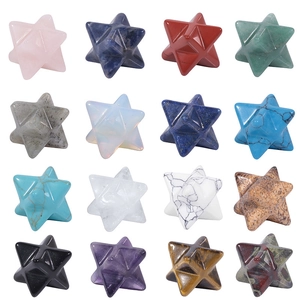 Collection of 16 natural Merkaba star crystals in assorted semi-precious gemstones