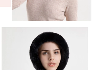Close-up of thick black faux fur texture on a warm winter neck warmer hood for women