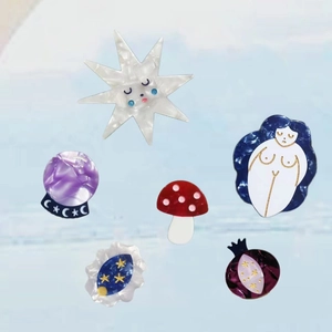 Acetate Hair Clips Mushroom Star Planet Body Art Duckbill Side Clips Cute Sweet Novelty Artistic Women