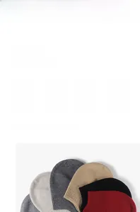 Close-up of ribbed knit texture and soft wool fabric details on these winter beanies