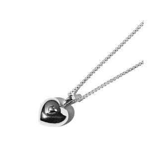 Minimalist 925 sterling silver heart pendant necklace with a polished metallic finish