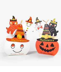 Boîtes cadeau Halloween créatives en forme de citrouille, fantôme et chat avec attaches dorées