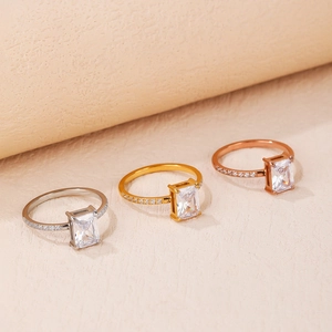 Anelli vintage con diamante quadrato in oro, argento e oro rosa per donne