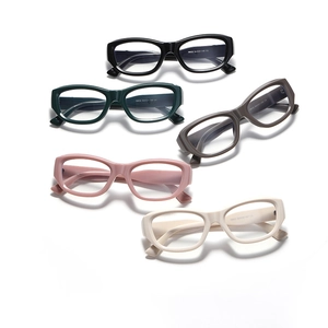 Chic cat-eye blue light blocking glasses in black, green, gray, pink and beige frames