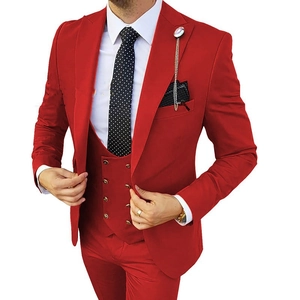 Men Business Casual Suit Jacket Vest And Pants Peak Lapel Slim Fit Single Button Wedding Groom Banquet Polyester Blend