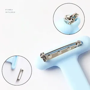 Light blue nurse pocket watch silicone cover with a secure rotary safety pin back