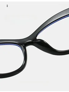 Detail of ergonomic integrated nose pads on cat-eye glasses for pressure-free comfort