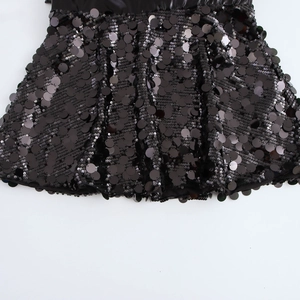 Elegant black sequin bodycon maxi dress with shimmering details and slim fit style