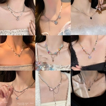 Collage of pearl and bow necklaces with heart and star pendants in various styles