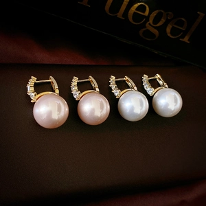 Boucles D'oreilles Créoles Künstliche Perle Zircon Vintage Français En Cuivre Plaqué Or Bijoux Élégants Pour Femmes Avec Tige En Argent