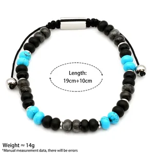 Men's natural tiger eye and lapis lazuli beaded bracelet with silver metal buckle