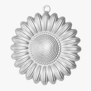 304 stainless steel sunflower pendant in silver finish with detailed petal texture