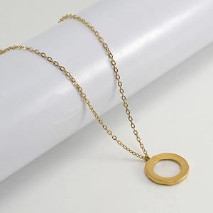 Collana minimalista in acciaio inossidabile 18K oro con ciondolo circolare testurizzato