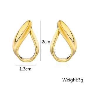 Minimalist 14K gold plated teardrop stud earrings with 2cm height and 3g weight