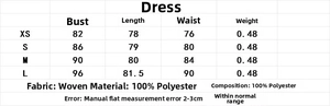 Detailed size chart for velvet tassel dress including bust, length, and waist dimensions