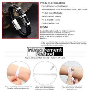 Détails du bracelet en cuir tressé multicouche avec breloques viking en acier inoxydable