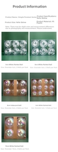Detailed view of iridescent and white painted plastic Christmas ornaments in various sizes