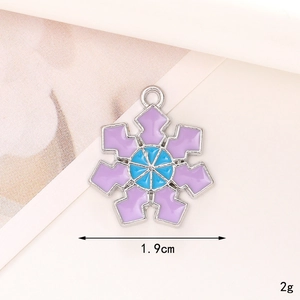Creative snowflake pendant for DIY Christmas jewelry, purple and blue 1.9cm charm