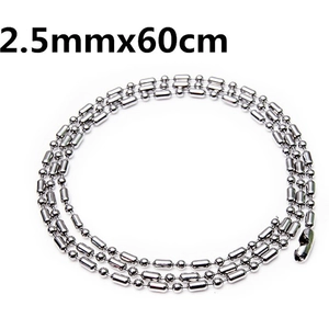 Polished 2.5mm silver stainless steel bead chain necklace for men and women
