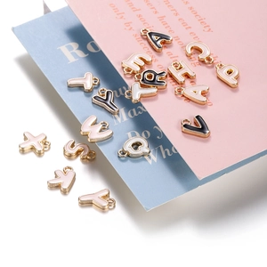 Alphabet Letter Charms Alloy Enamel DIY Jewelry Making For Bracelet Necklace Accessories Gold Plated Colorful