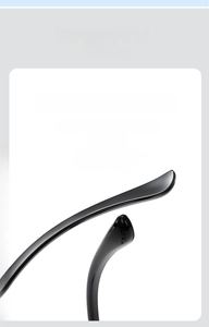 Ergonomic curved anti-slip mirror leg detail for high-gloss black eyewear frames