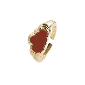 Fashionable gold-plated cloud ring with vibrant orange enamel and cubic zirconia detail