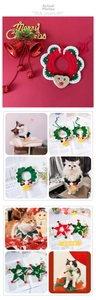 Handmade knitted Christmas collars for cats with reindeer bells and festive stars