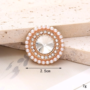 Detailed macro view of 2.5cm gold flower charm with white pearls and large crystal