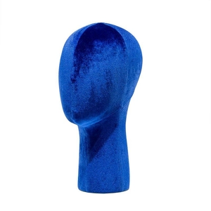 Royal blue velvet mannequin head for professional wig and jewelry display stand