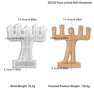 Moule en silicone et ornement de poupée à quatre mains fini pour la décoration