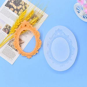 Baroque oval photo frame silicone mold for DIY resin crafts and candle making