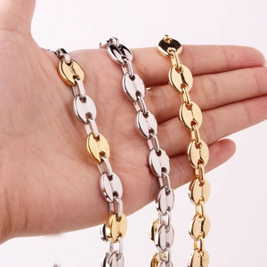 Men's Stainless Steel Pig Nose Coffee Bean Link Chain Necklace Vintage Hip Hop Jewelry Steel Gold Black Tones Gift