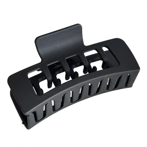 Matte black rectangular hollow hair claw clip for women's daily hair styling