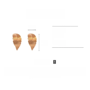 Detailed size specifications and weight for golden metal feather drop earrings