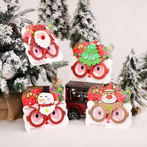 Glitter Christmas Glasses Frame Santa Snowman Reindeer Tree For Holiday Party Favors Xmas Decoration Costume Photo Props
