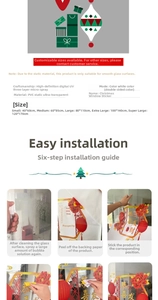 Detailed guide showing installation steps for PVC static Christmas window stickers for glass