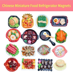 Set of 16 creative Chinese cuisine 3D resin fridge magnets with realistic food designs
