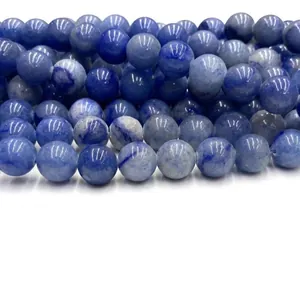 Perles rondes en pierre naturelle bleue pour la fabrication de bijoux DIY et bracelets