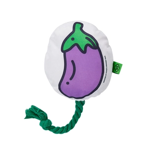 KIMPETS eggplant shaped squeaky dog toy with durable braided cotton rope for chewing