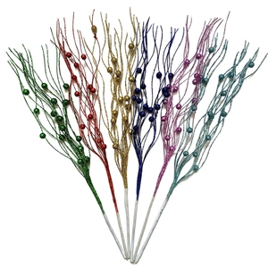 Artificial Glitter Berry Branches Sparkling Foam Iron Wire Floral Picks Christmas Tree Holiday Decoration