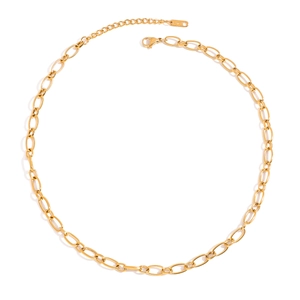 Minimalist 18K Gold Plated Stainless Steel Paperclip Link Necklace For Women Adjustable Waterproof Hypoallergenic Fashion Jewelry
