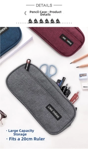 Detail view of large capacity Oxford cloth pencil cases with zipper and side labels