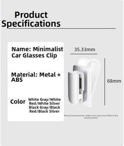 Detailed size specifications of the metal car glasses clip showing 35.33mm and 68mm dimensions