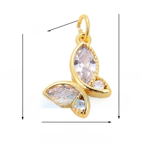 Detailed dimension drawing of a butterfly pendant with marquise zircons and 20mm height